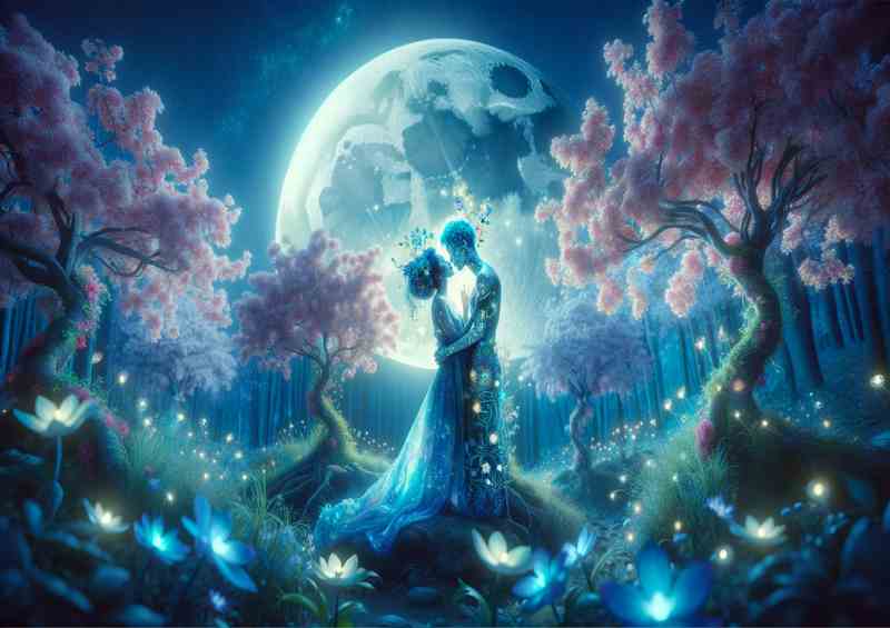Ethereal Moonlight Embrace Oversized Moon Poster
