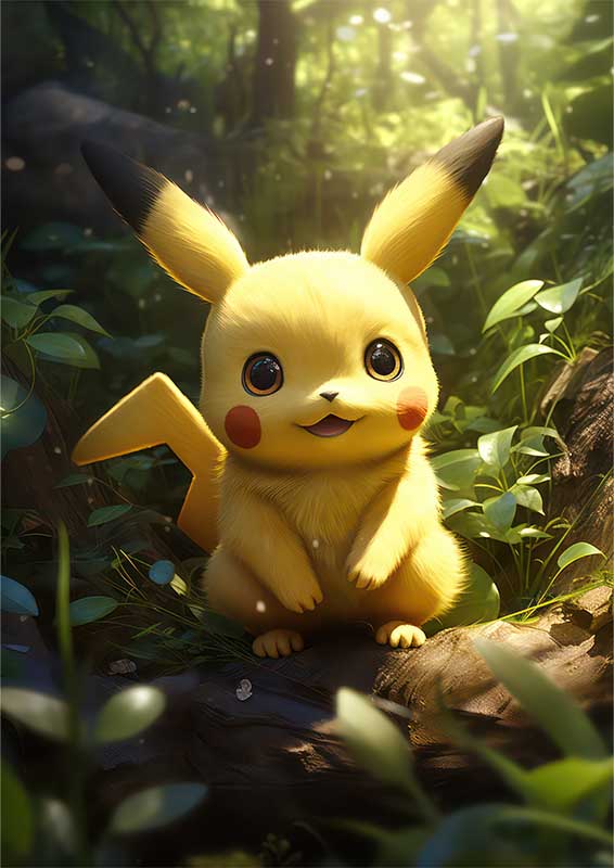 pikachu in the grass outdoors with sunlight
