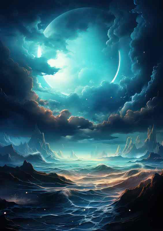 Spirit Winter Wilderness moon apearing through clouds