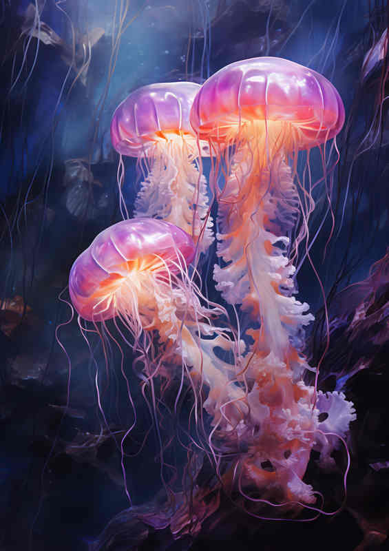 Group of Jellyfish in the ocean sea