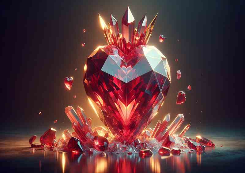 Heart Gemstone Reflection Metal Poster
