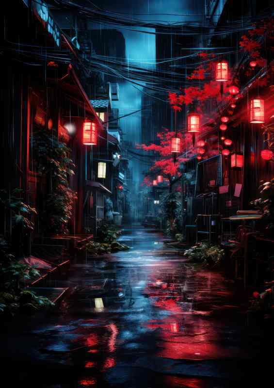Street in japan neo style night