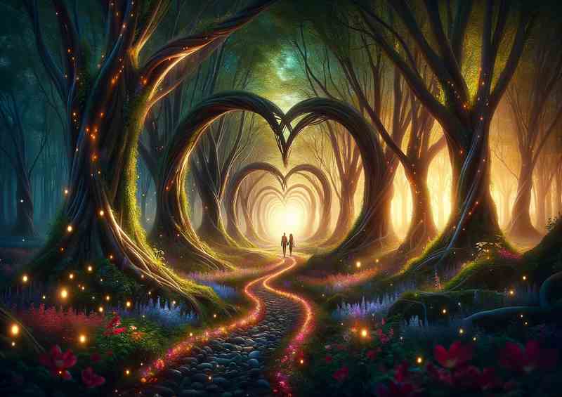 Love Enchanted Forest Heart Path forest scene