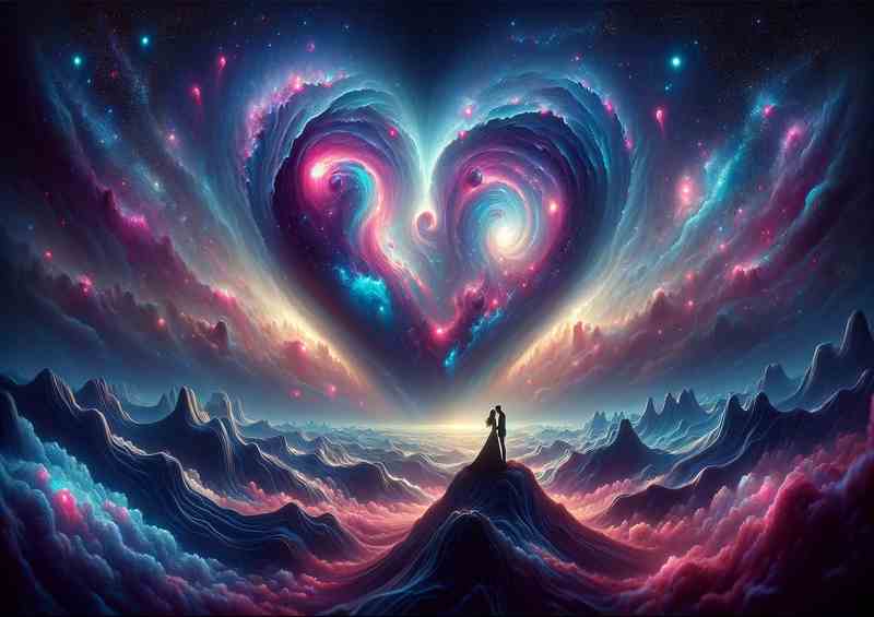 Love Surreal Heart Landscape Painting capture a couple