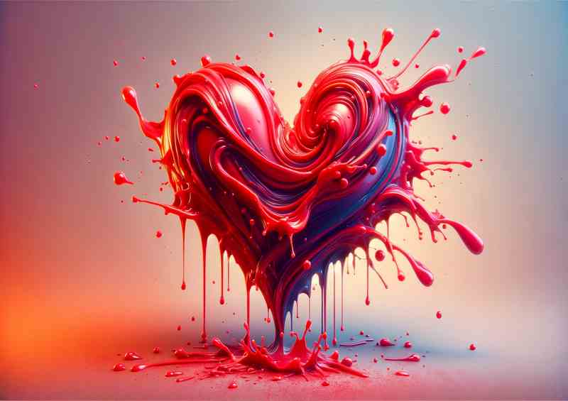Melting Heart Vivid Love Abstract Metal Poster