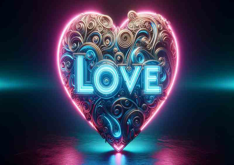 Neon Glow Love Embossed Heart Sculpture