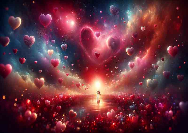 Romantic Love A Heartfelt Digital Painting Metal Poster