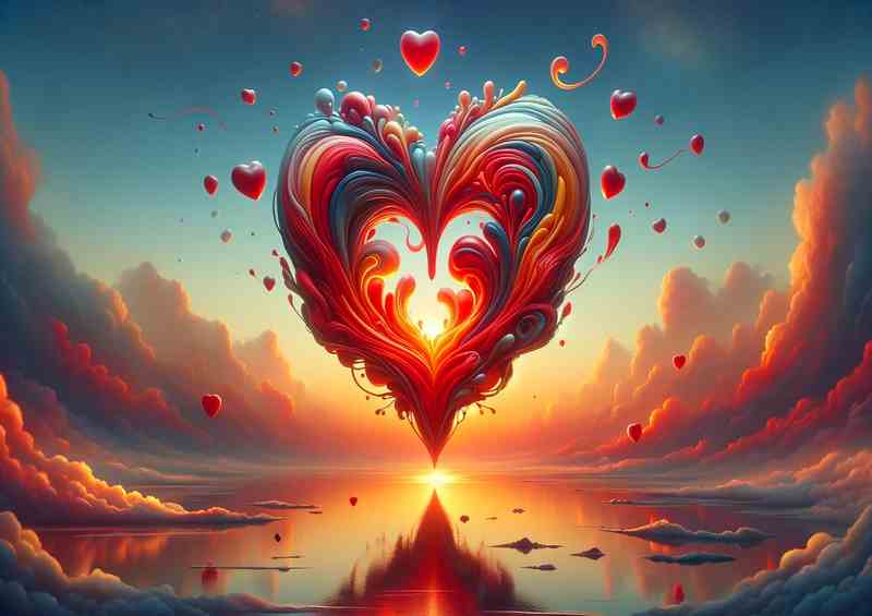 Surreal Heart Sunset Love Dreamscape