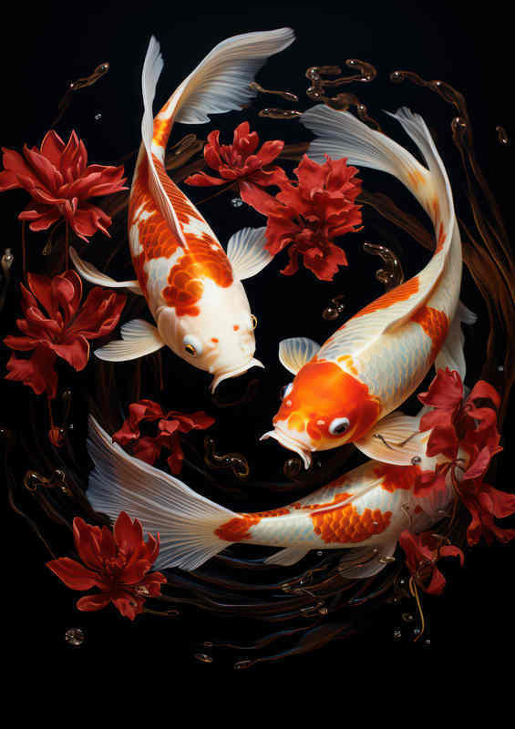 Koi Carp swimming majestically in the water