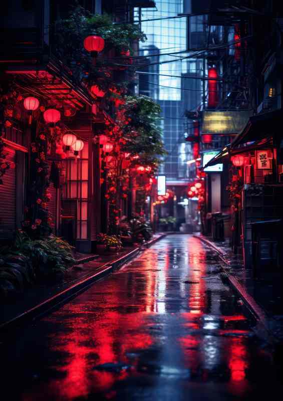 night sky in japan with lights at dusk