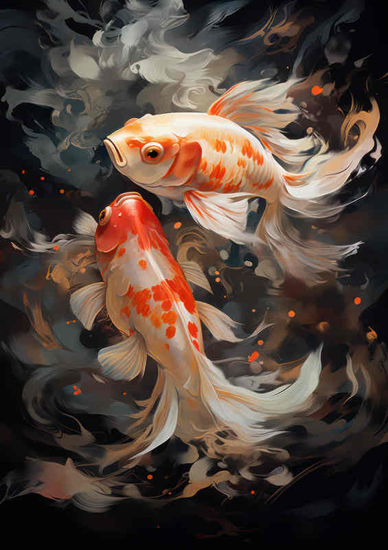 Koi Painted style under the waters