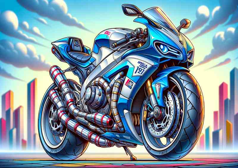 Cartoon Aprilia Tuono Motorcycle Art