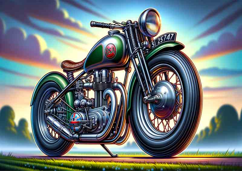 Cartoon BSA Bantam Motorcycle Art