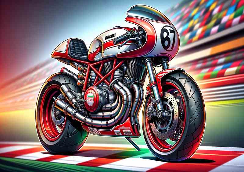 Cartoon Ducati 350 Desmo Art