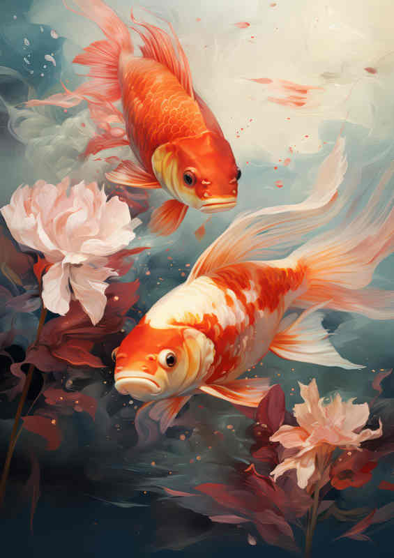 Koi Swimming In Water Surrounded By Lillys