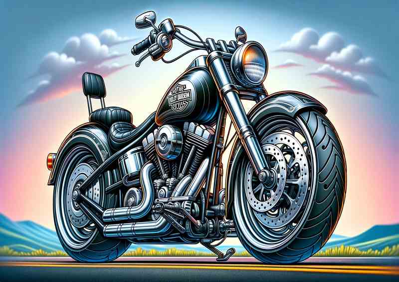 Cartoon Harley Davidson Motorcycle Art
