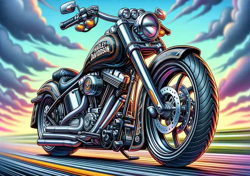 Cartoon Harley Davidson Motorcycle Art cool