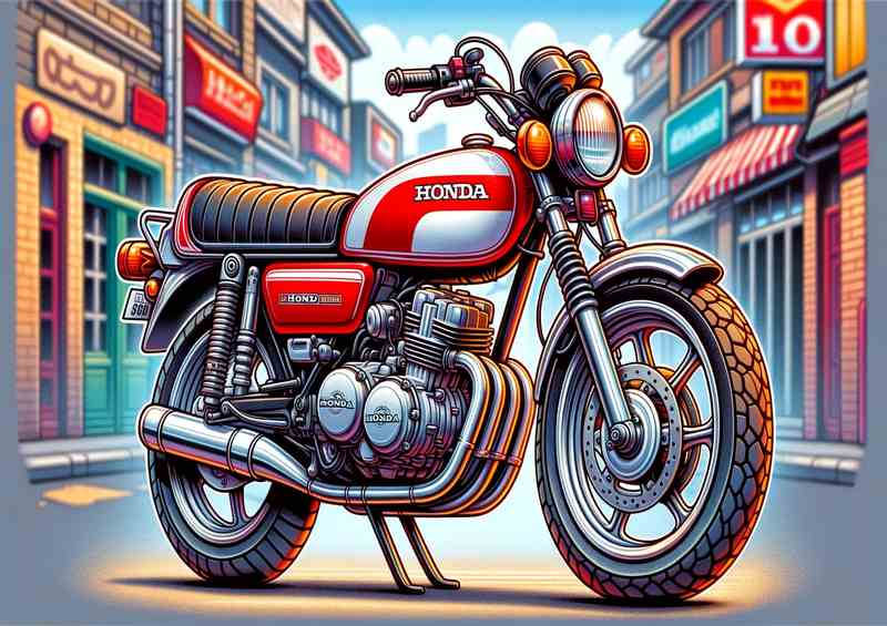 Cartoon Honda 90 Motorcycle Art