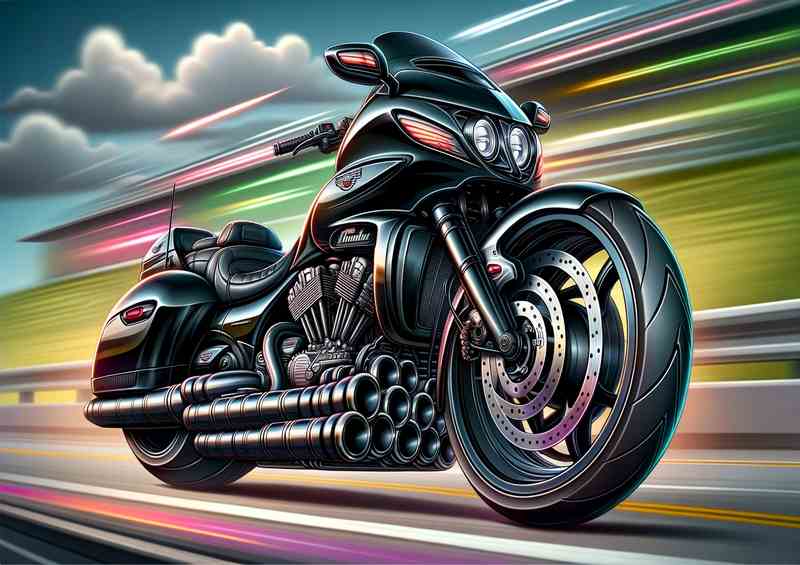 Cartoon Honda Blackbird Motorcycle Art
