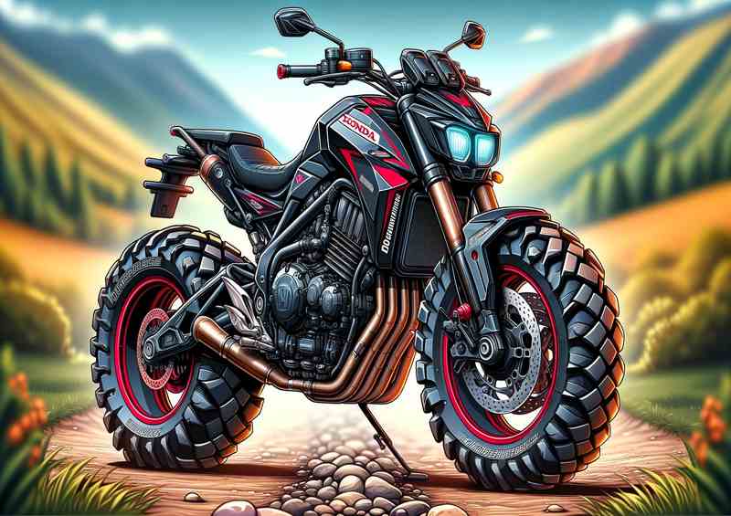 Cartoon Honda Dominator 650 Motorcycle Art