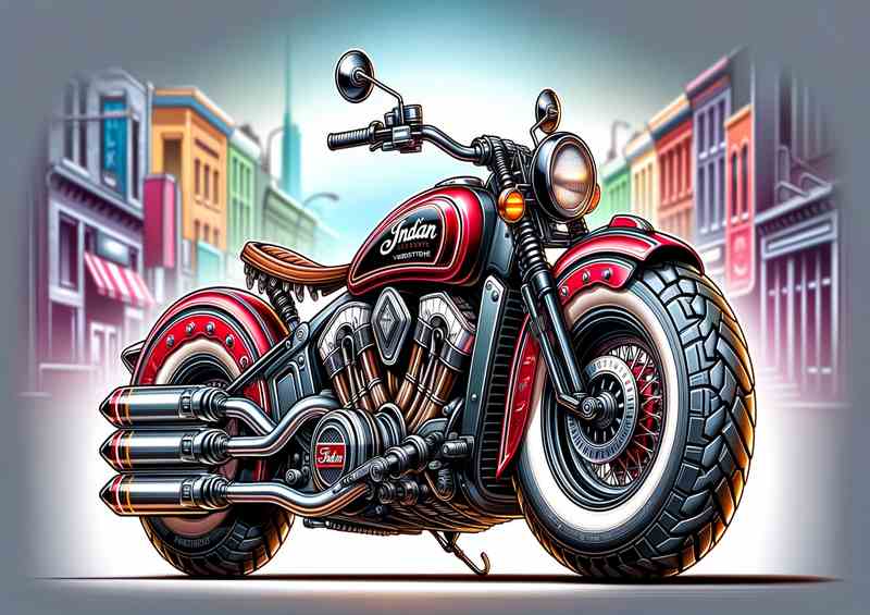 Cartoon Indian Scout Motorcycle Art