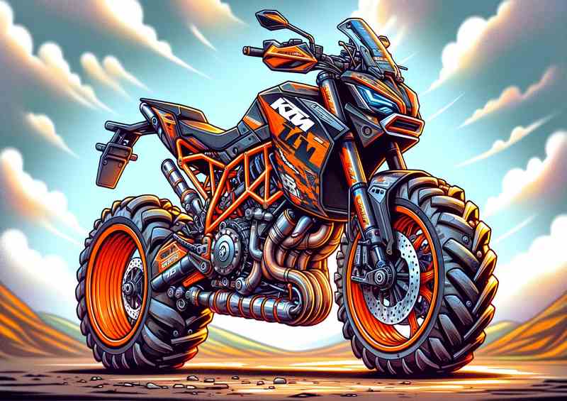 Cartoon KTM 1190 Motorcycle Art