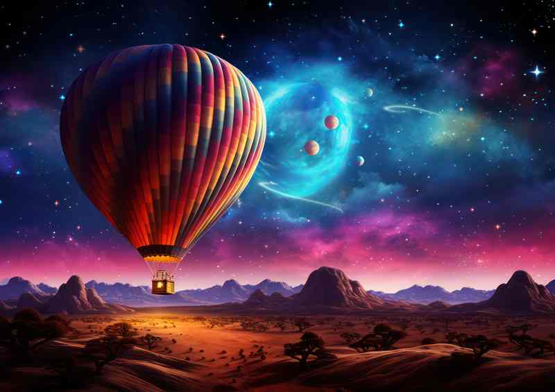 celestrial sky with hot air ballon