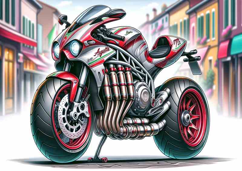 Cartoon MV Agusta 600GT Motorcycle Art