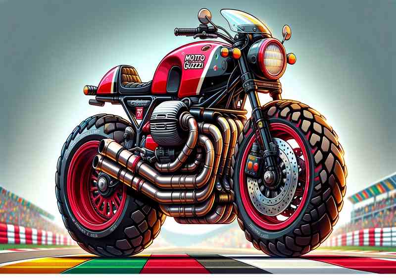 Cartoon Moto Guzzi Le Mans Motorcycle Art_