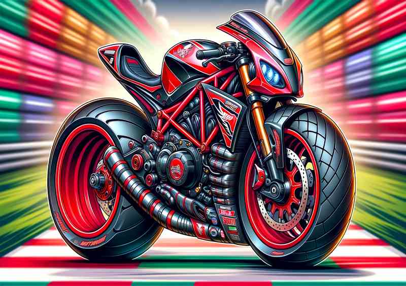 Cartoon Moto Morini 350 Sport Motorcycle Art