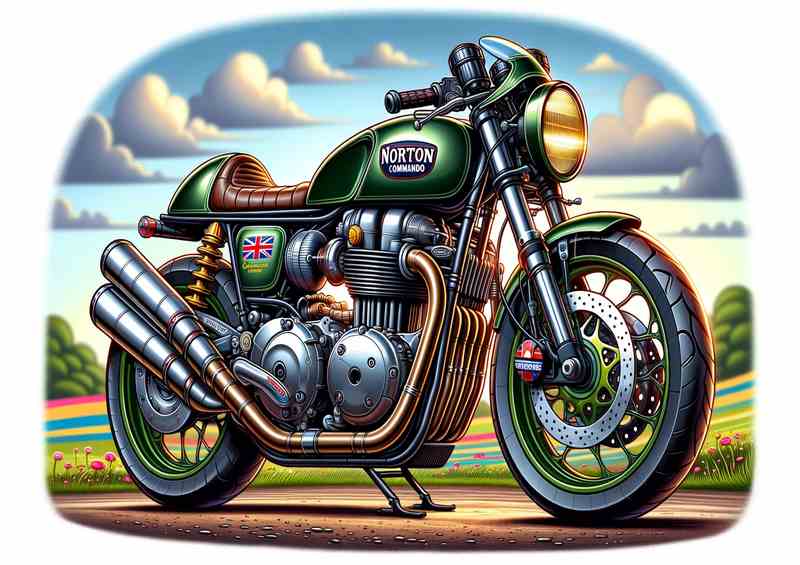 Cartoon Norton Commando Motorcycle Art