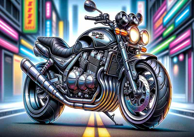 Cartoon Suzuki 600 Bandit Motorcycle Art