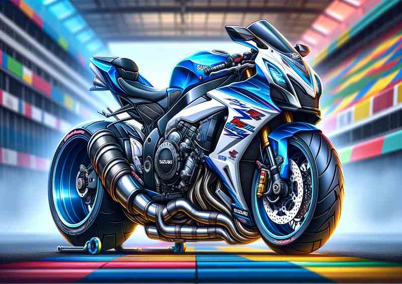 Cartoon Suzuki GSXR750 Motorcycle Art
