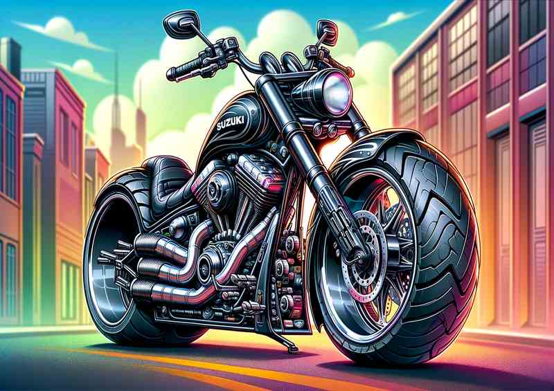 Cartoon Suzuki Marauder Motorcycle Art