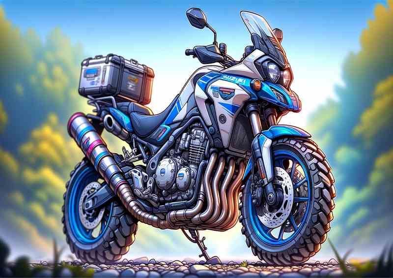 Cartoon Suzuki V Strom 650 Motorcycle Art