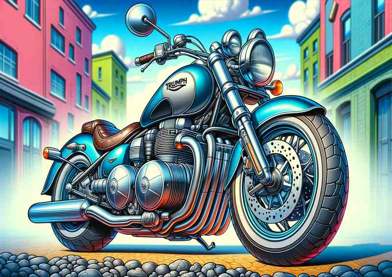 Cartoon Triumph Thunderbird 900 Motorcycle Art