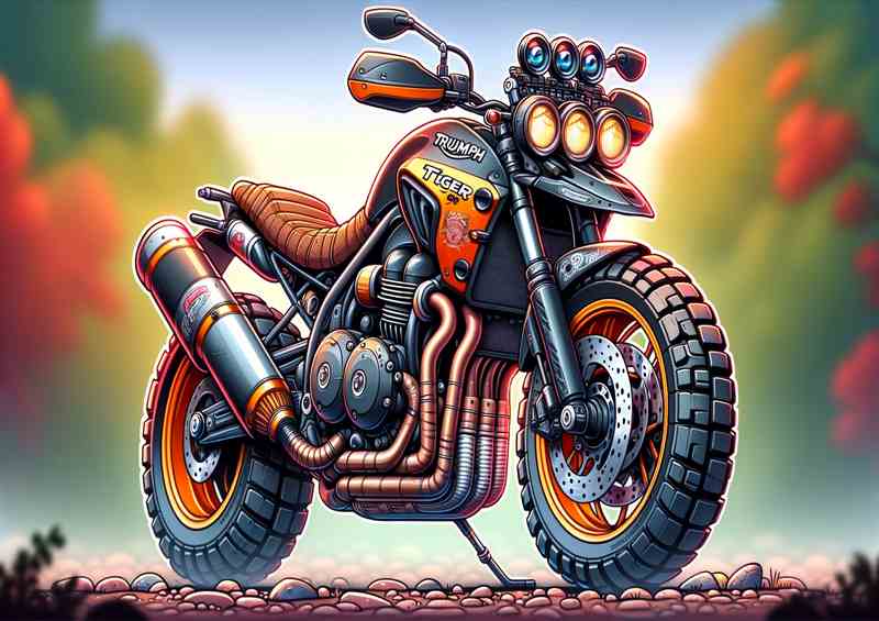 Cartoon Triumph Tiger 900 Motorcycle Art