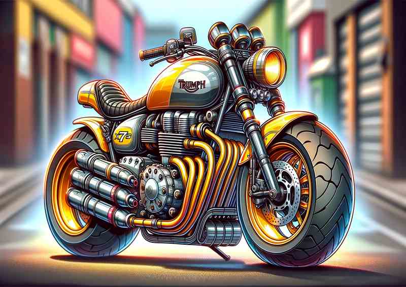 Cartoon Triumph X75 Hurricane Motorcycle Art so cool