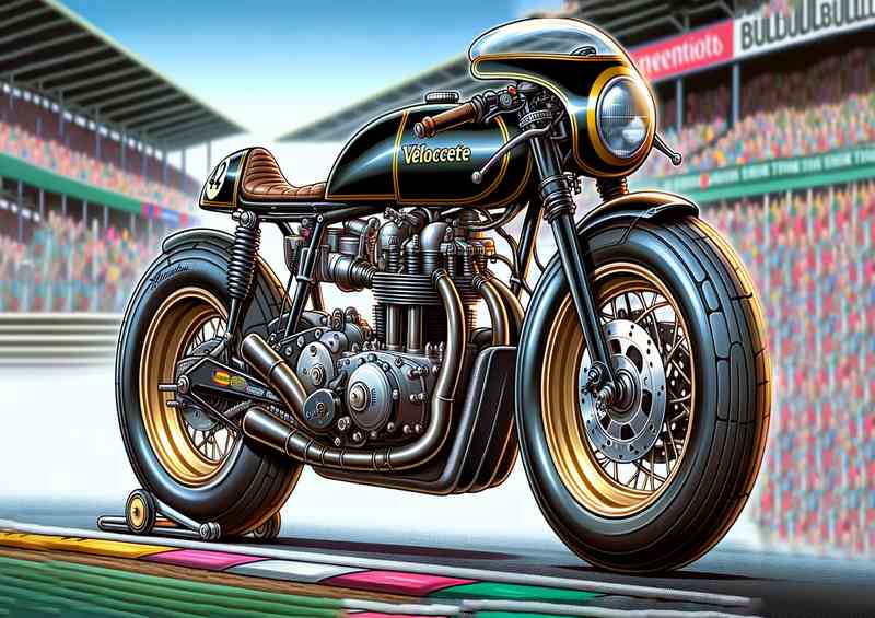 Cartoon Velocette Thruxton Motorcycle Art