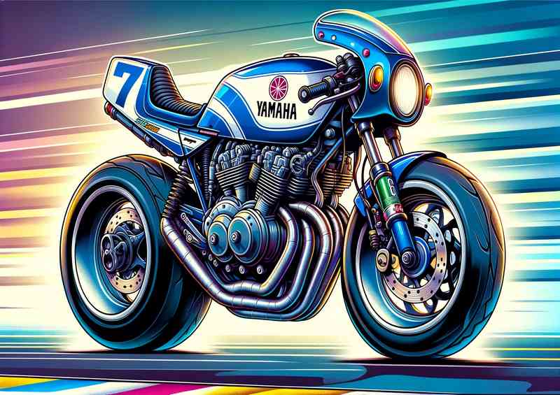 Cartoon Yamaha RD350LC Motorcycle Art