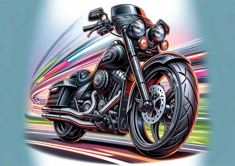 Cartoon Yamaha Road Star Motorcycle Art