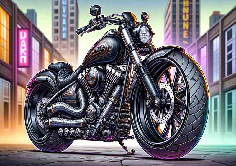 Cartoon Yamaha Virago Motorcycle Art