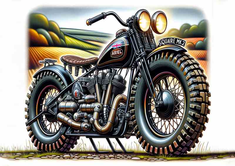 Cool Cartoon Ariel Square 4 MK2 Motorcycle Art