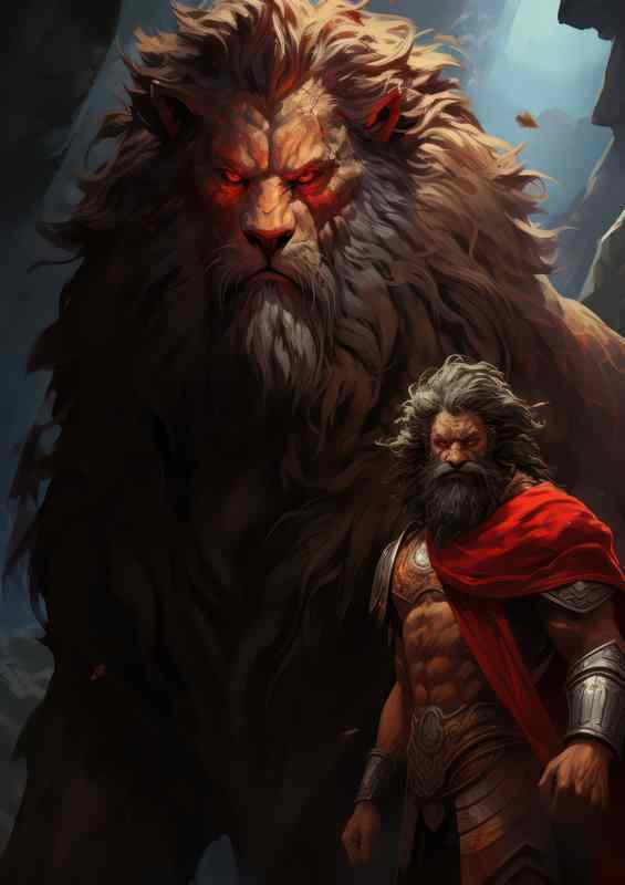 Lion and Zeus King of the Greek Gods and Ruler