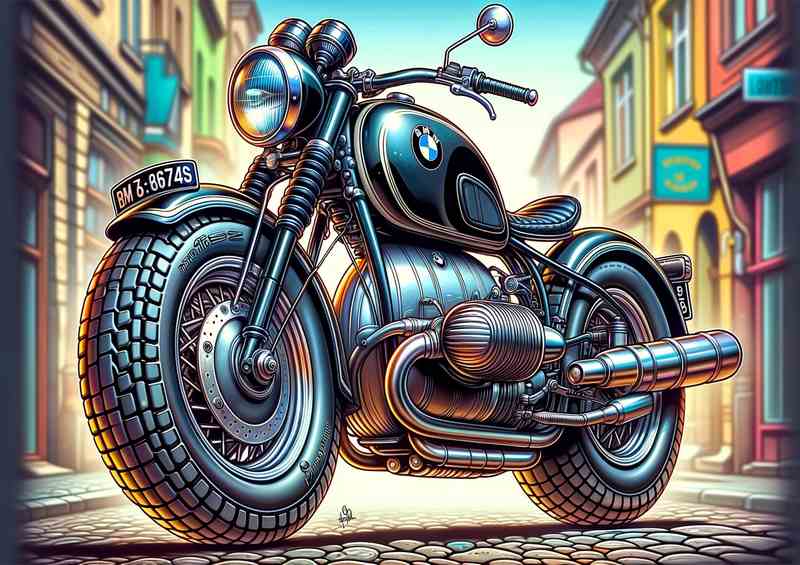 Cool Cartoon BMW R69S Motorcycle Art