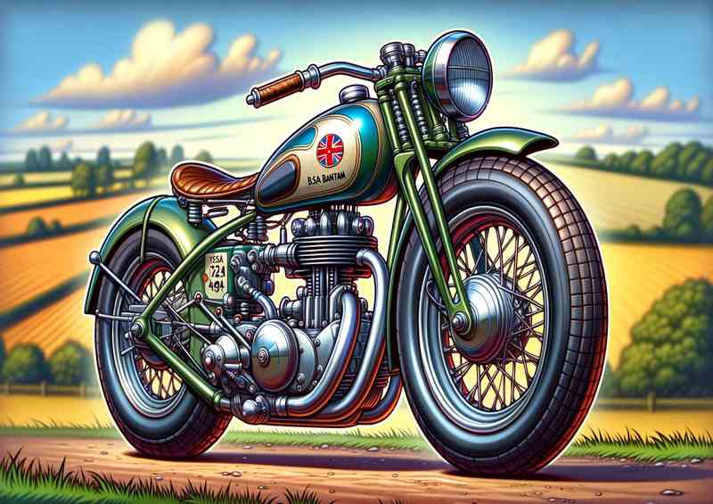 Cool Cartoon BSA Bantam Motorcycle Art