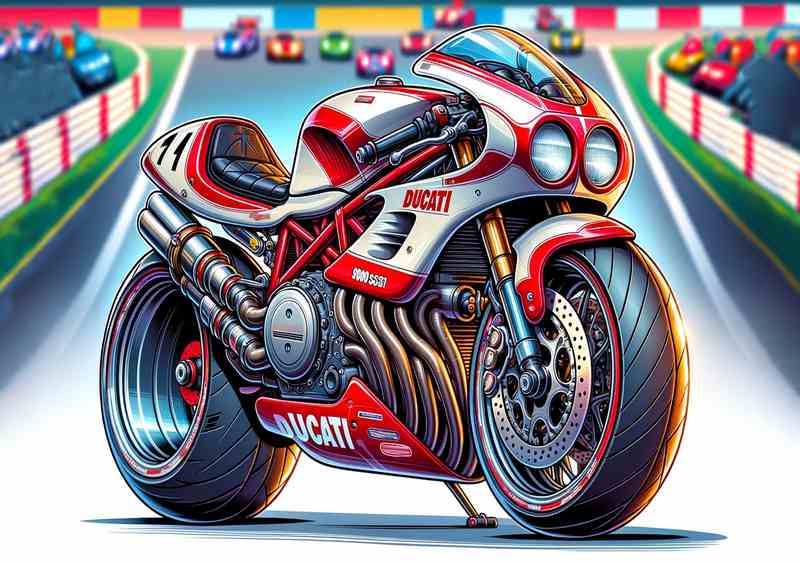 Cool Cartoon Ducati 900SS Motorcycle Art