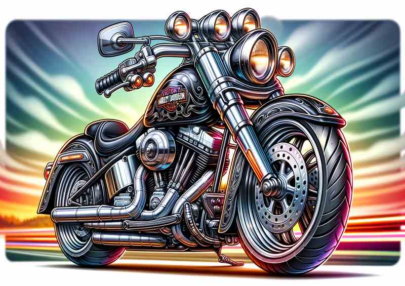 Cool Cartoon Harley Davidson Motorcycle Art