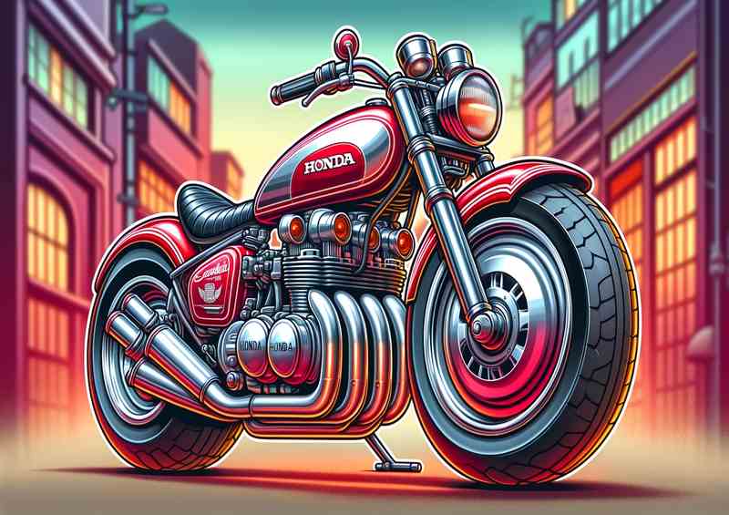 Cool Cartoon Honda 400 Four Motorcycle Art