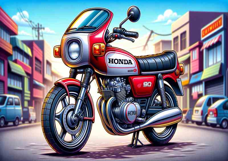 Cool Cartoon Honda 90 Motorcycle Art